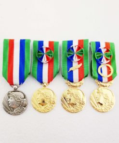 Médaille d'ancienneté en bronze argenté et doré